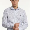 Sale River Woods Custom fit katoenen fantasiehemd blauw/wit -