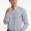 Online River Woods Custom fit katoenen fantasiehemd blauw/bruin -