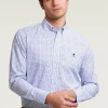 New River Woods Custom fit katoenen fantasiehemd blauw/wit -