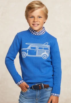 Discount River Woods Custom fit katoenen fantasietrui ronde hals evening blue -