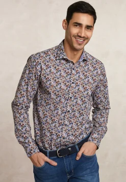 Outlet River Woods Custom fit katoenen gebloemd hemd multi -