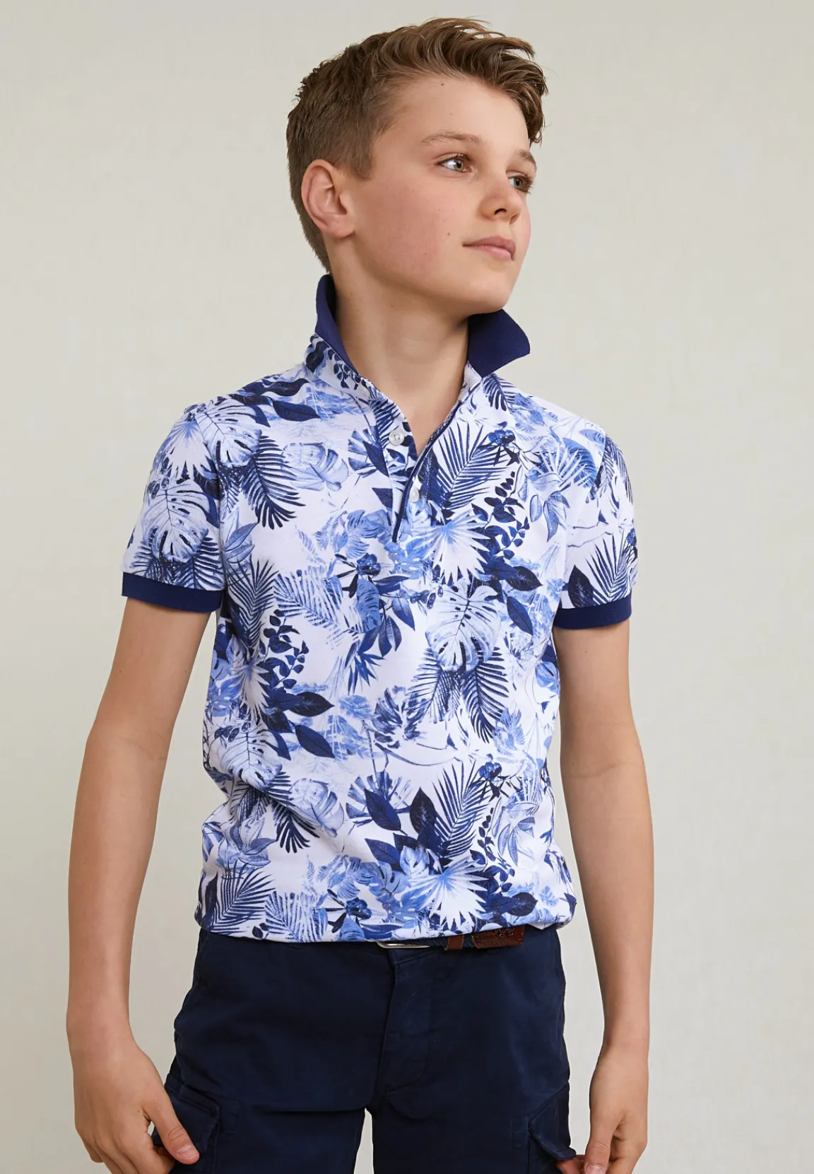 Sale River Woods Custom fit katoenen gebloemde polo écru -