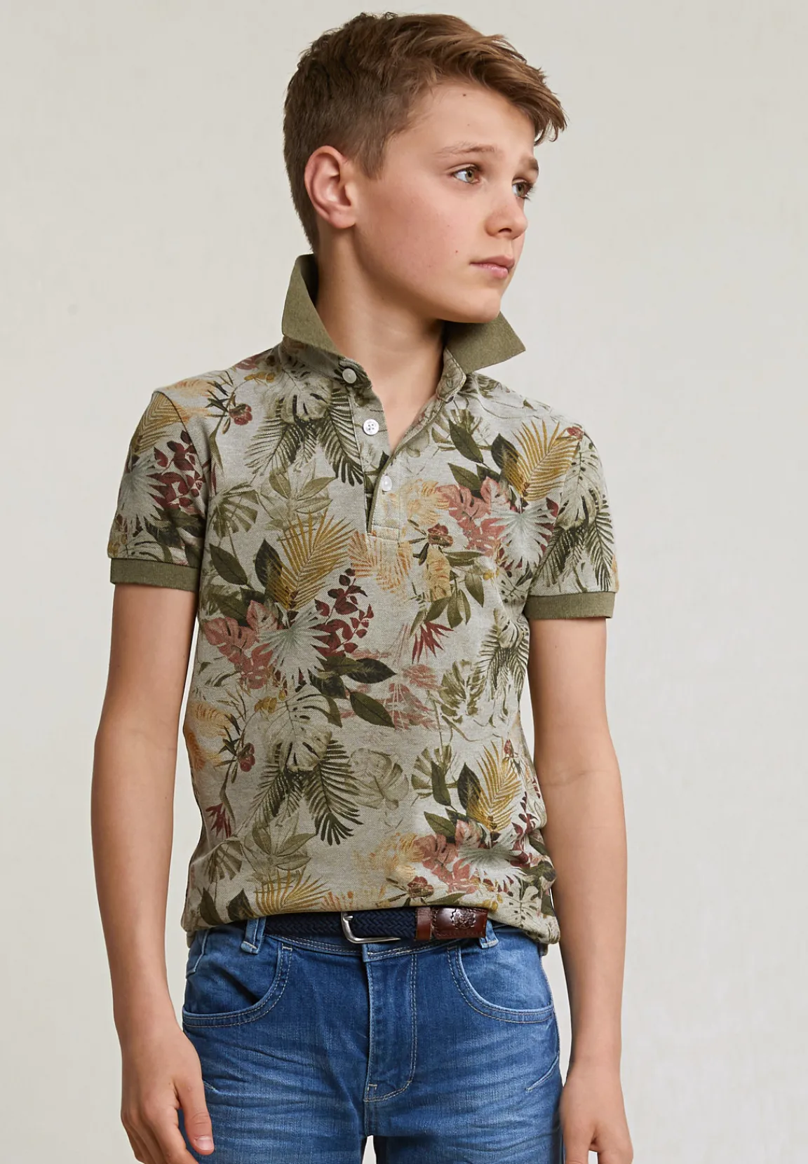 Sale River Woods Custom fit katoenen gebloemde polo lt safari mix -