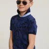 Best River Woods Custom fit katoenen gebloemde polo korte mouwen saphire mix -