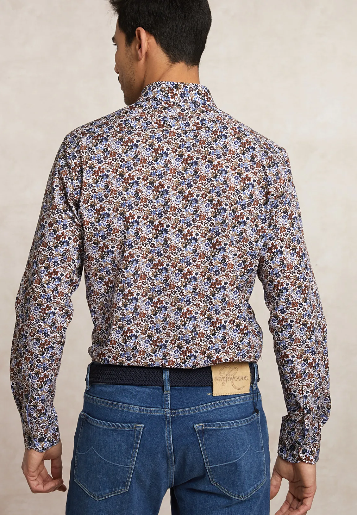 Outlet River Woods Custom fit katoenen gebloemd hemd multi -