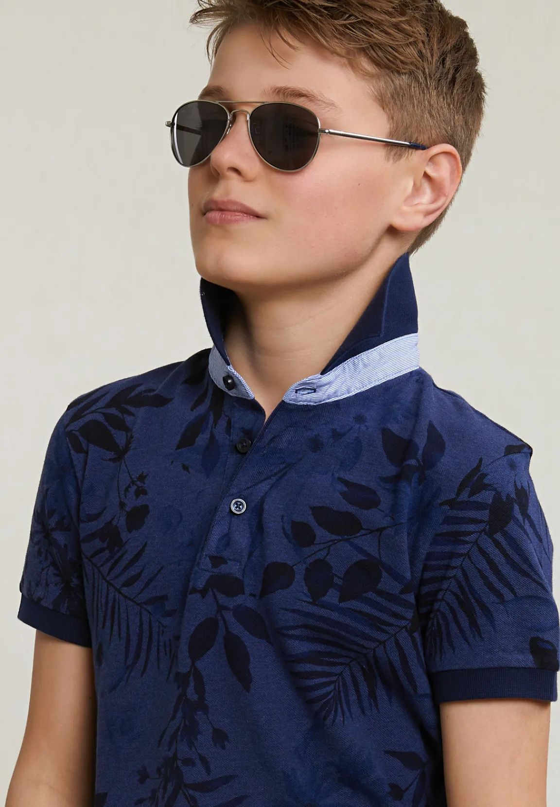 Best River Woods Custom fit katoenen gebloemde polo korte mouwen saphire mix -