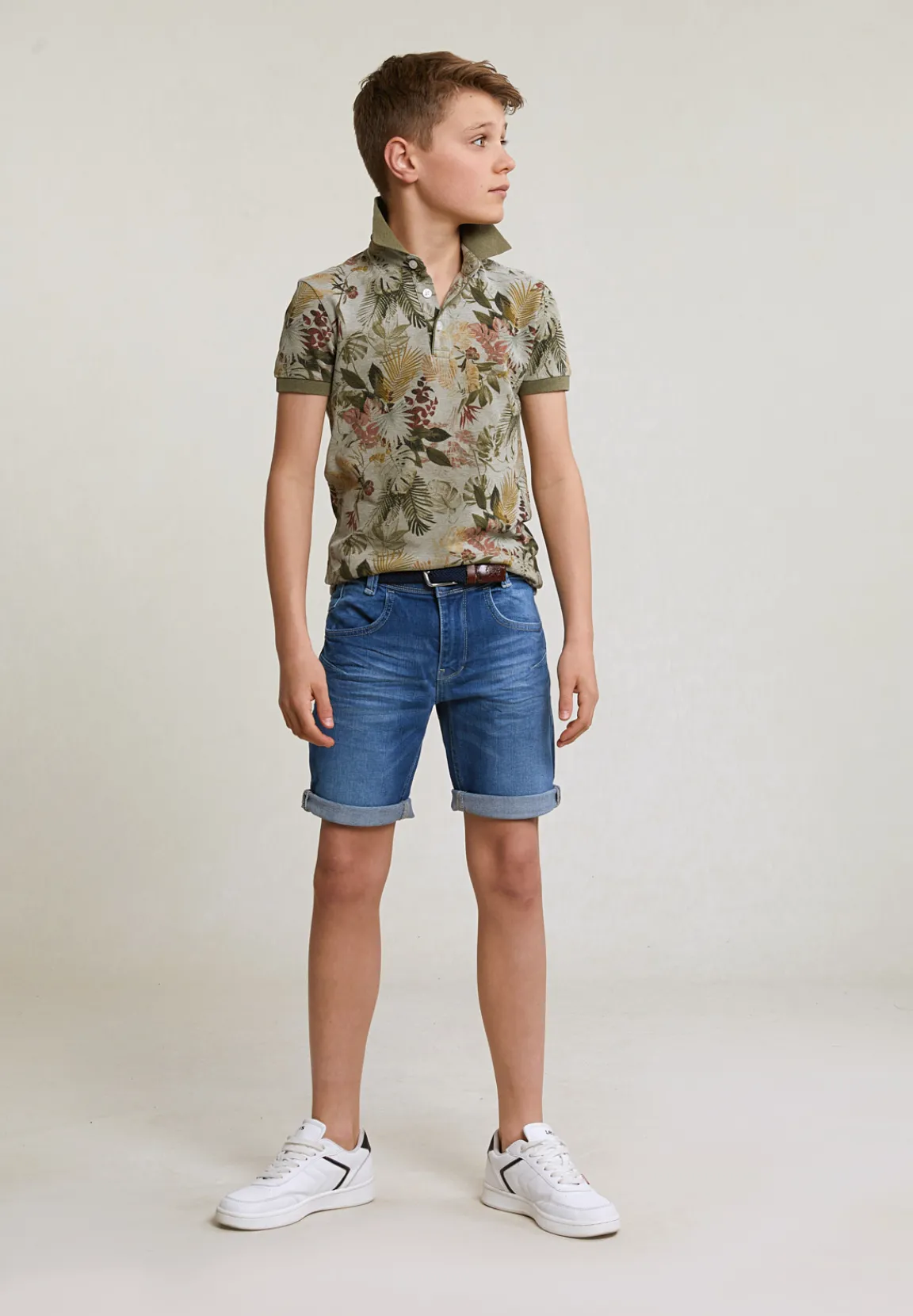 Sale River Woods Custom fit katoenen gebloemde polo lt safari mix -