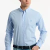 Sale River Woods Custom fit katoenen geruit hemd wit en blauw -