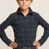 Clearance River Woods Custom fit katoenen geruite polo admiral/bottle -
