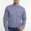 Clearance River Woods Custom fit katoenen geruit hemd blauw-wit -