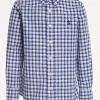 Sale River Woods Custom fit katoenen geruit hemd wit/blauw -