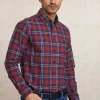 Clearance River Woods Custom fit katoenen geruit hemd blauw/rood -