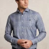 Discount River Woods Custom fit katoenen geruit hemd blauw/grijs -