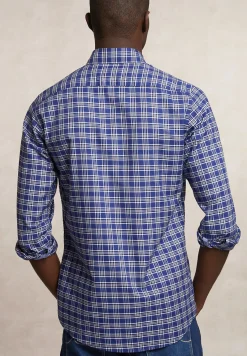 Best River Woods Custom fit katoenen geruit hemd blauw/wit -