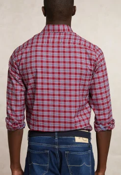 Clearance River Woods Custom fit katoenen geruit hemd rood/wit -