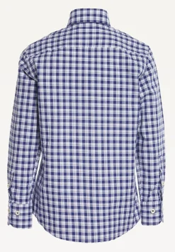 Sale River Woods Custom fit katoenen geruit hemd wit/blauw -