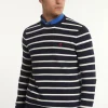 Discount River Woods Custom fit katoenen gestreepte trui navy/wit -