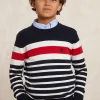 New River Woods Custom fit katoenen gestreepte trui navy -