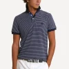 Sale River Woods Custom fit katoenen gestreepte polo korte mouwen navy -