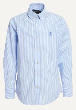 Clearance River Woods Custom fit katoenen gestreept hemd blauw/wit -