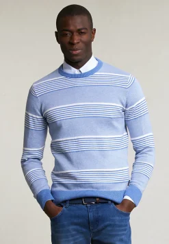 Outlet River Woods Custom fit katoenen gestreepte trui ronde hals lt hamptons mix -