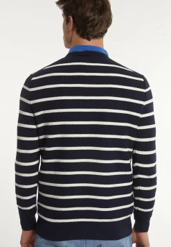 Discount River Woods Custom fit katoenen gestreepte trui navy/wit -
