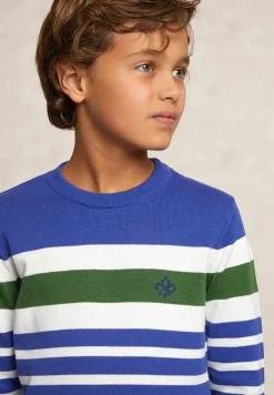 Clearance River Woods Custom fit katoenen gestreepte trui reef blue -
