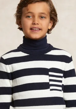 Discount River Woods Custom fit katoenen gestreepte trui navy/wit -