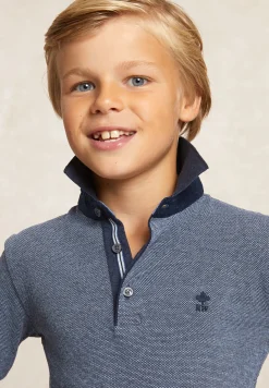 Hot River Woods Custom fit katoenen jacquard polo admiral/night sky mix -