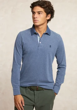 Clearance River Woods Custom fit katoenen jaspe pique polo moonlight mix -