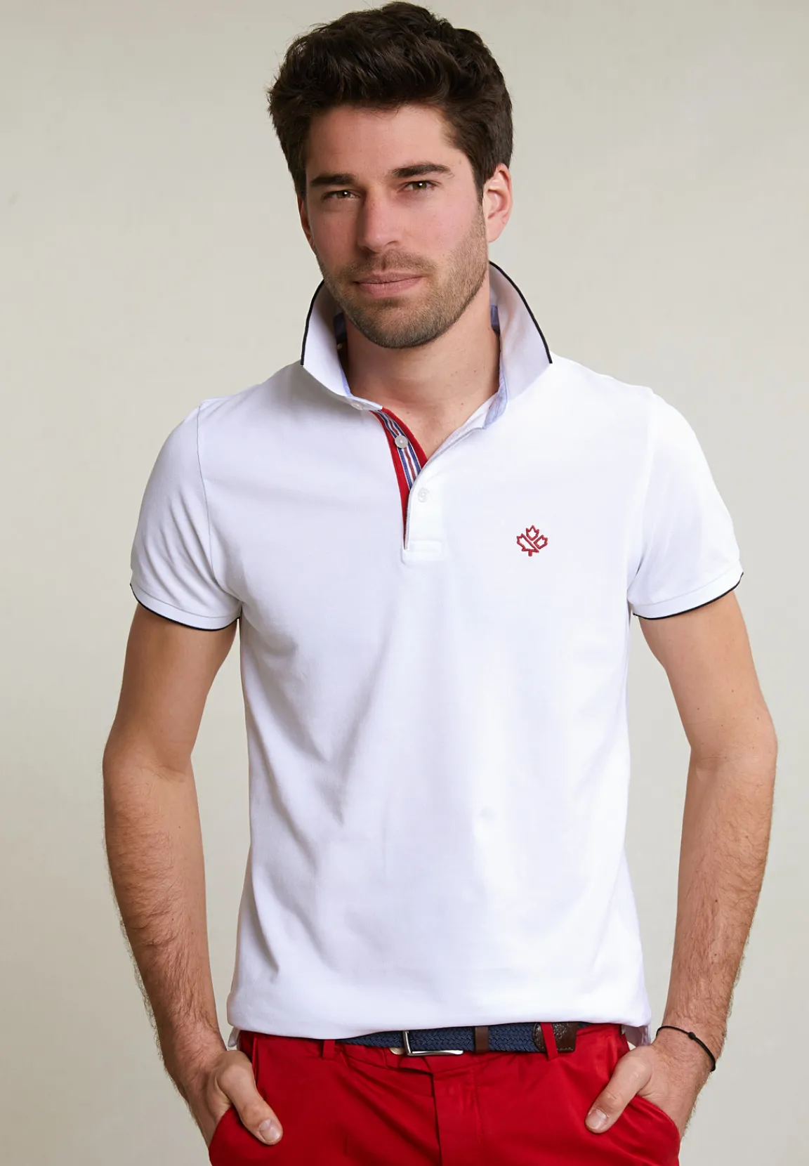 Fashion River Woods Custom fit katoenen polo wit -