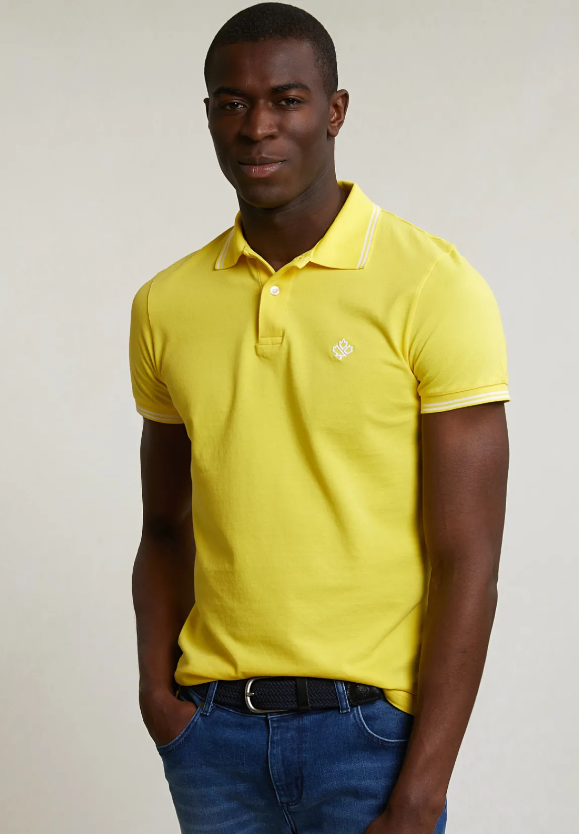 Sale River Woods Custom fit katoenen polo lemonade -