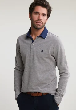 Online River Woods Custom fit katoenen polo inox mix -