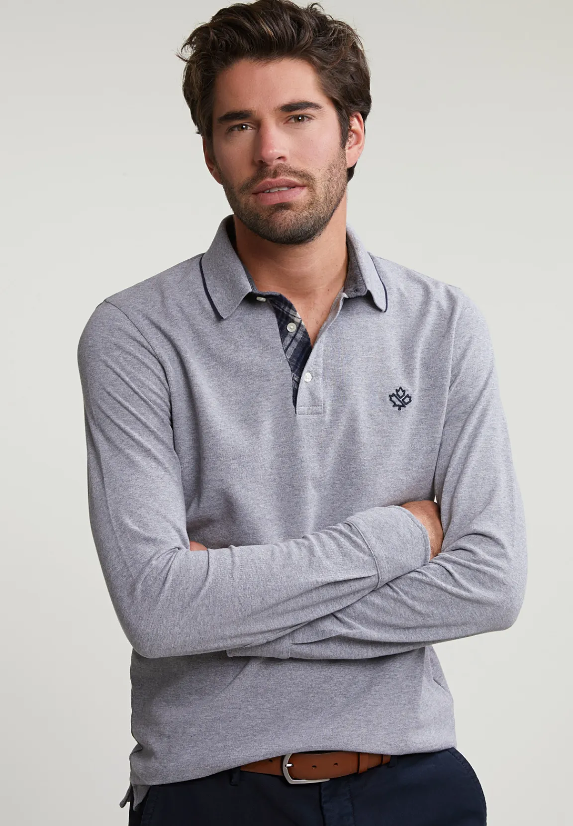 Clearance River Woods Custom fit katoenen polo inox mix -