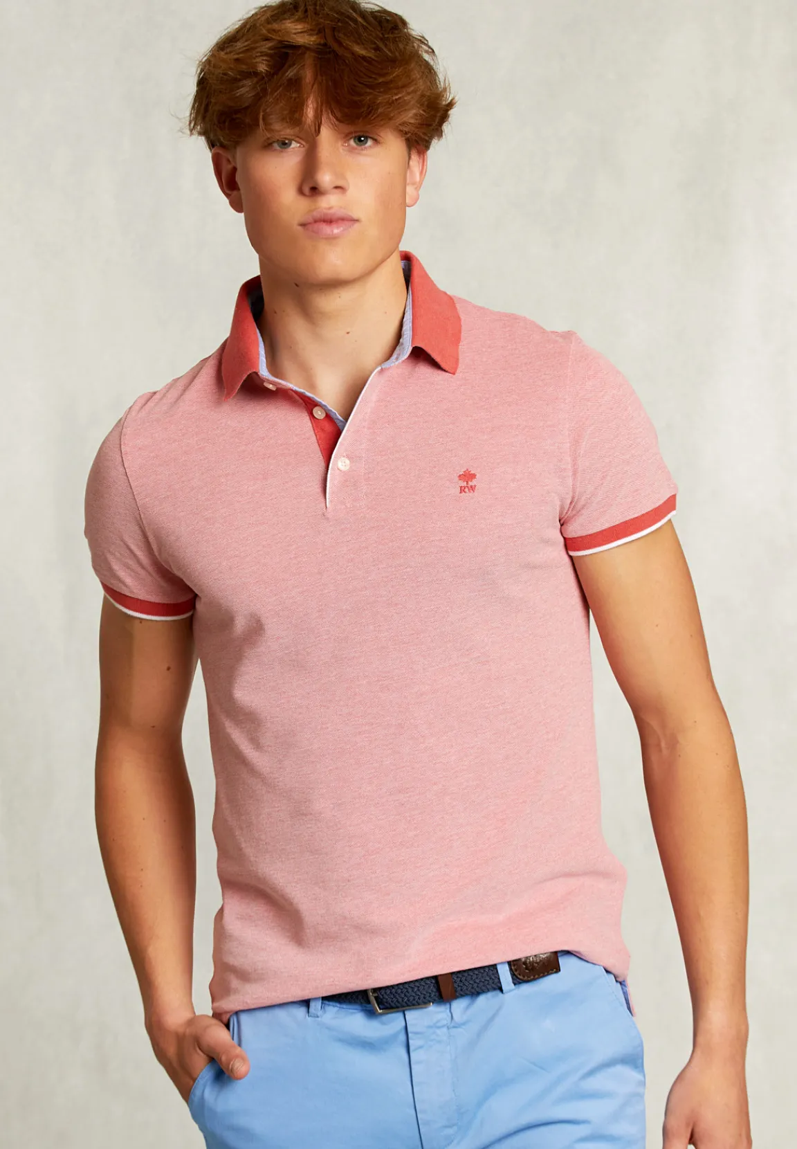Hot River Woods Custom fit katoenen polo dark cosmpolitan mix -