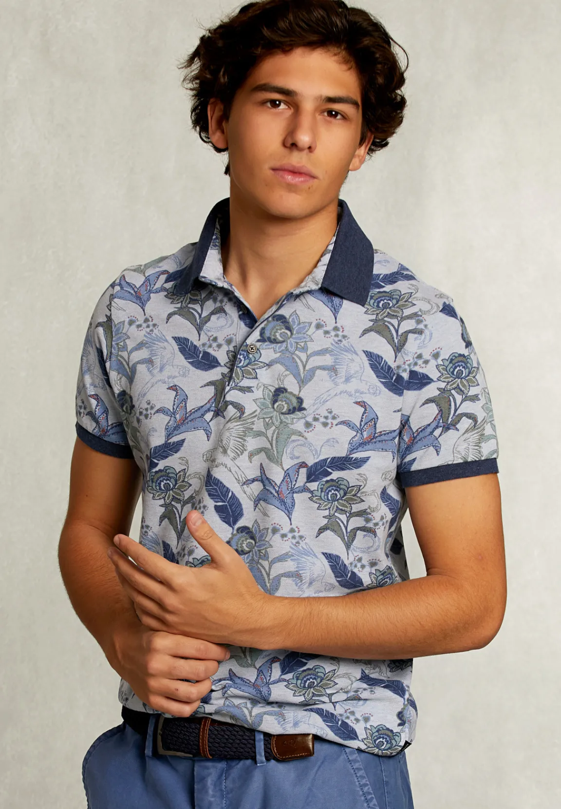 Outlet River Woods Custom fit katoenen polo bloemenprint lt mombasa mix -