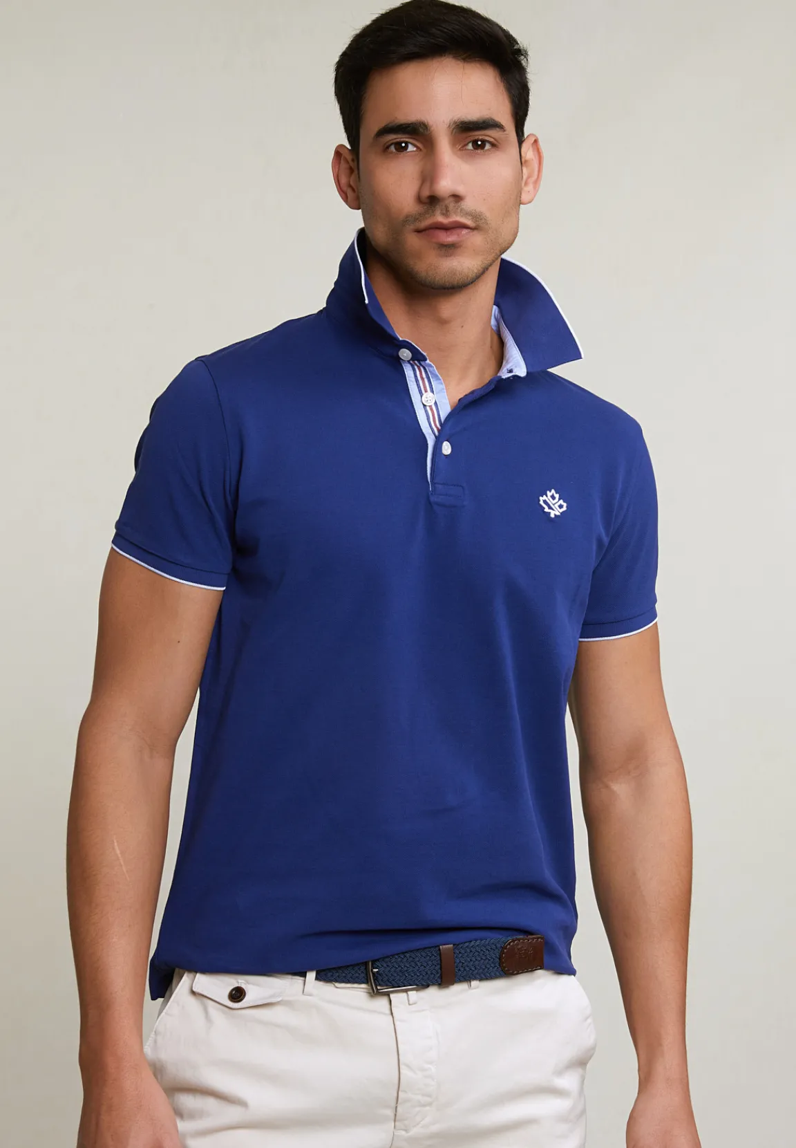 Discount River Woods Custom fit katoenen polo royal blue -