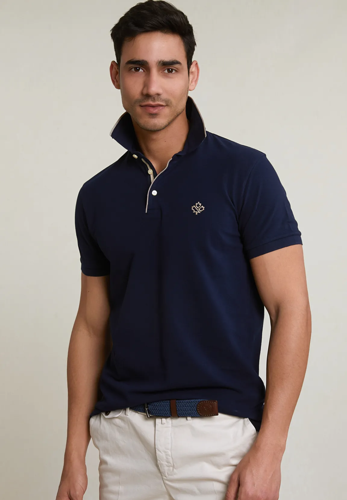 Sale River Woods Custom fit katoenen polo navy -