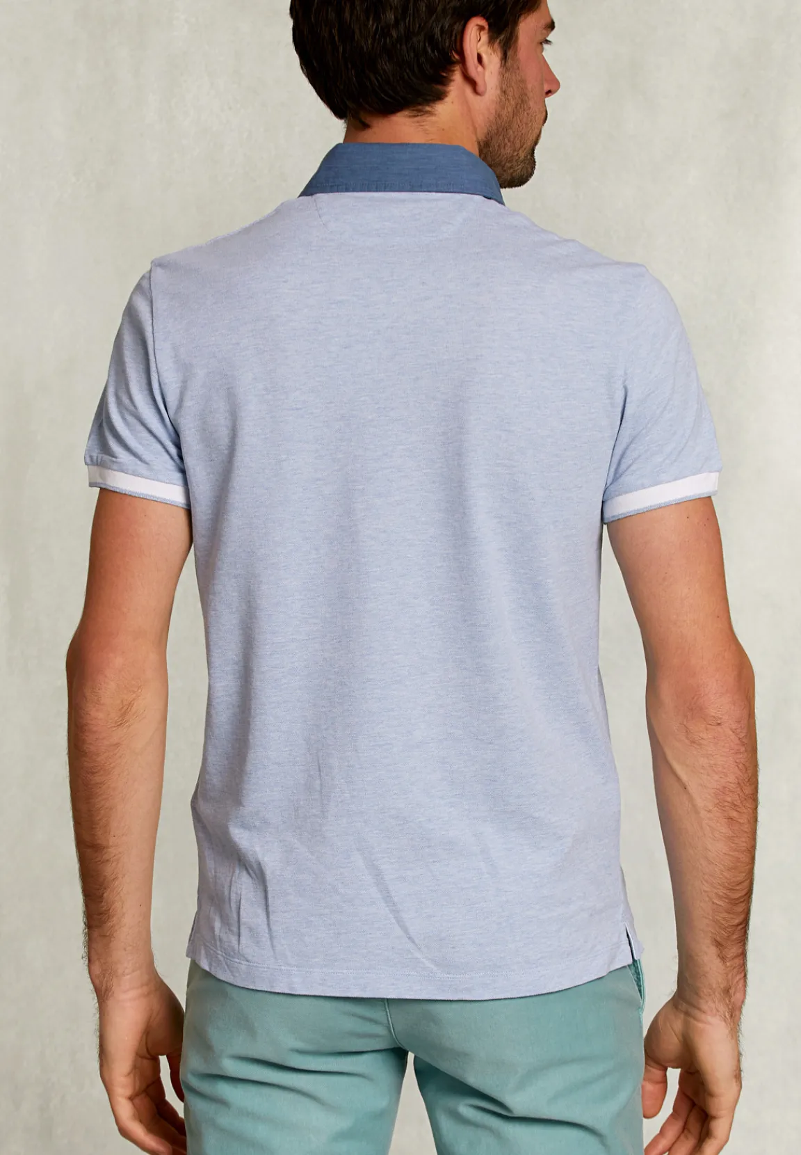 New River Woods Custom fit katoenen polo seawater mix -