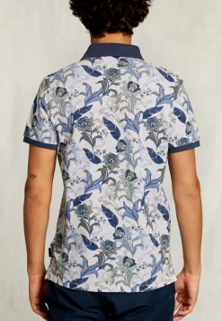 New River Woods Custom fit katoenen polo bloemenprint dark oyster mix -