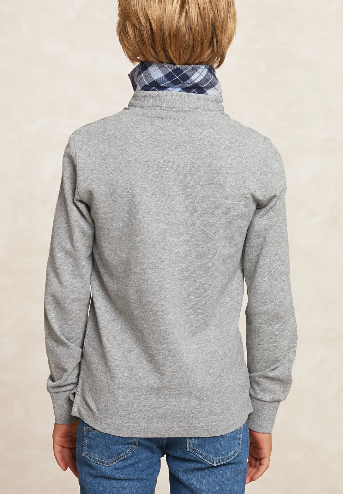 Online River Woods Custom fit katoenen polo mid grey mix -