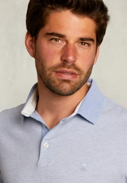 Sale River Woods Custom fit katoenen polo dark chambray mix -