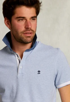 New River Woods Custom fit katoenen polo seawater mix -