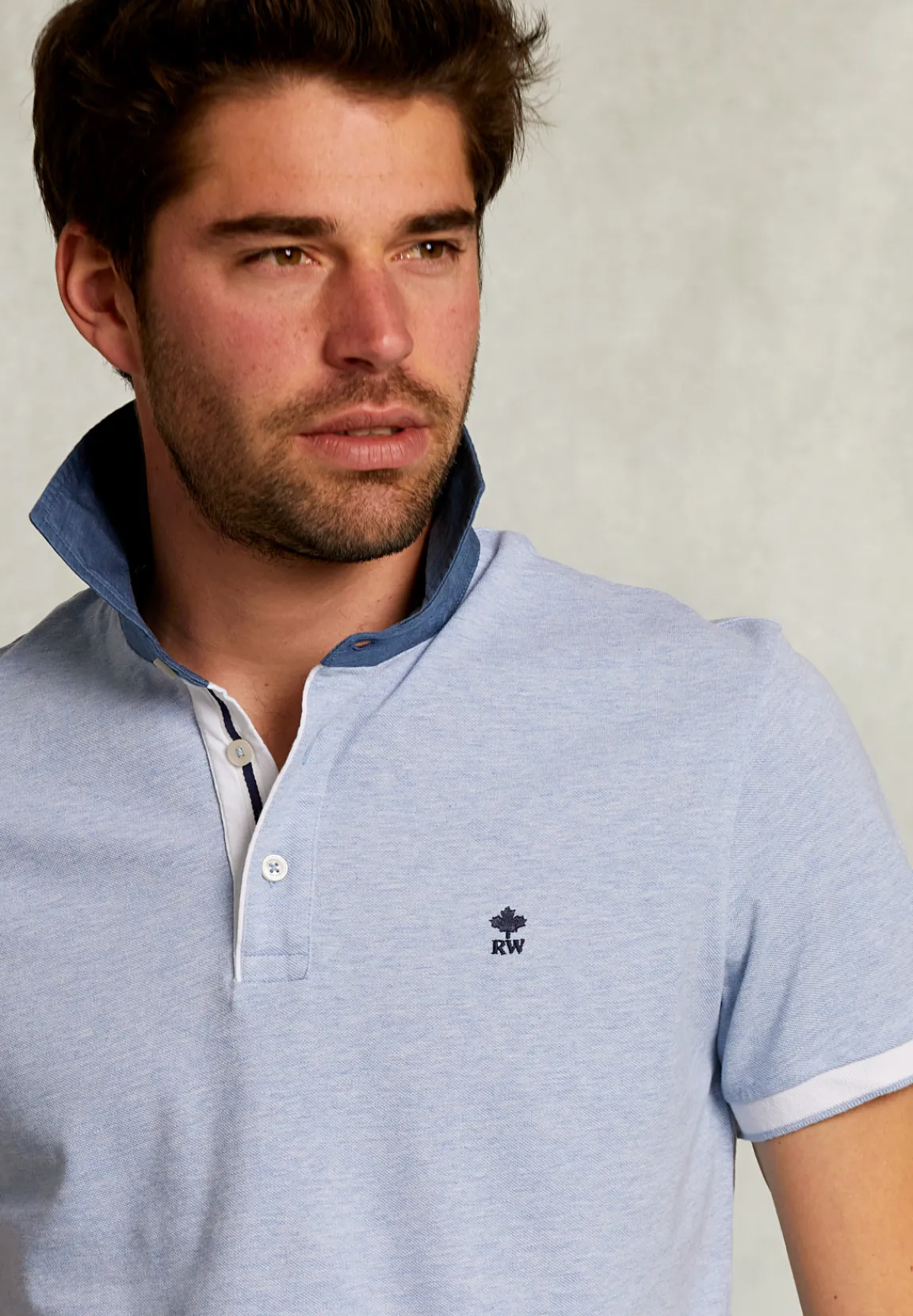 New River Woods Custom fit katoenen polo seawater mix -