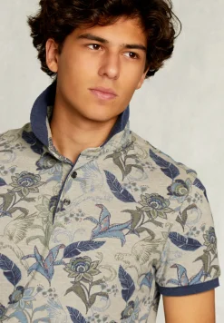 New River Woods Custom fit katoenen polo bloemenprint equator mix -