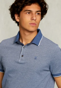 Outlet River Woods Custom fit katoenen polo dark mombasa mix -