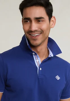 Discount River Woods Custom fit katoenen polo royal blue -