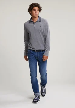 Fashion River Woods Custom fit katoenen polo graphite mix -