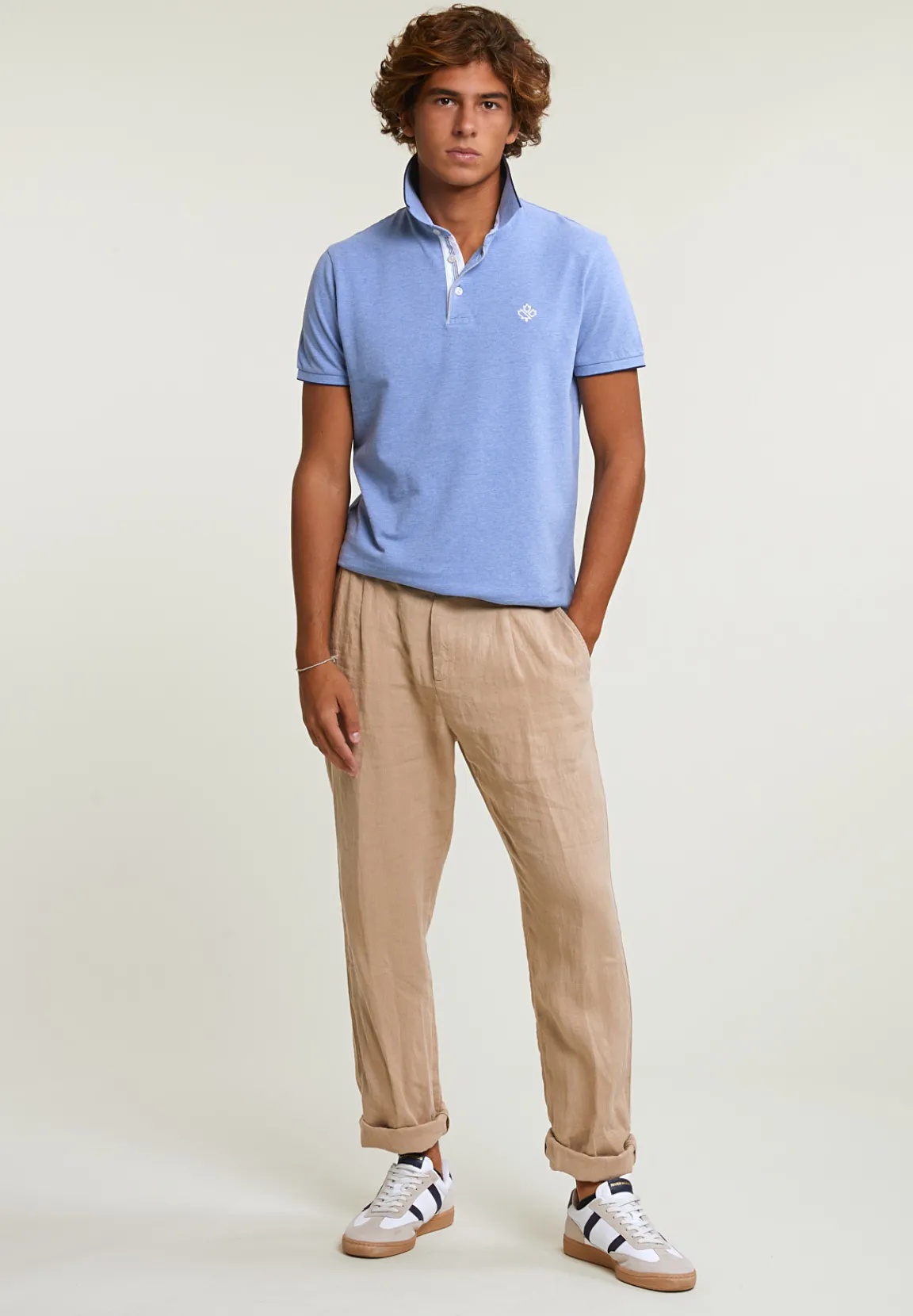 New River Woods Custom fit katoenen polo dark sky mix -