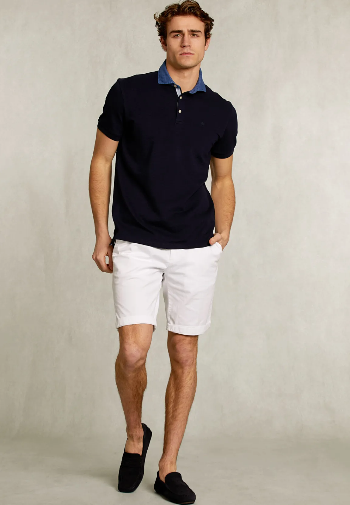 Online River Woods Custom fit katoenen polo navy -
